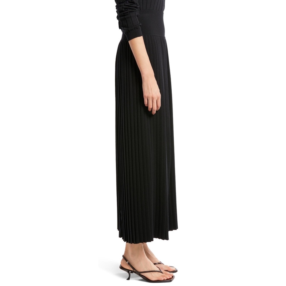 THE ROW Coraline Wool & Silk Knit Pleated Skirt in Black Size Large L - Picture 4 of 5